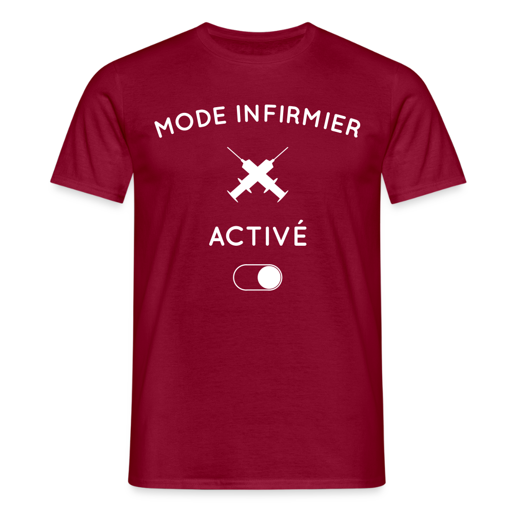 T-shirt Homme - Mode infirmier activé - rouge brique