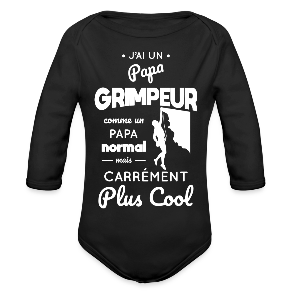 Body Bébé bio manches longues - J'ai un papa grimpeur - noir