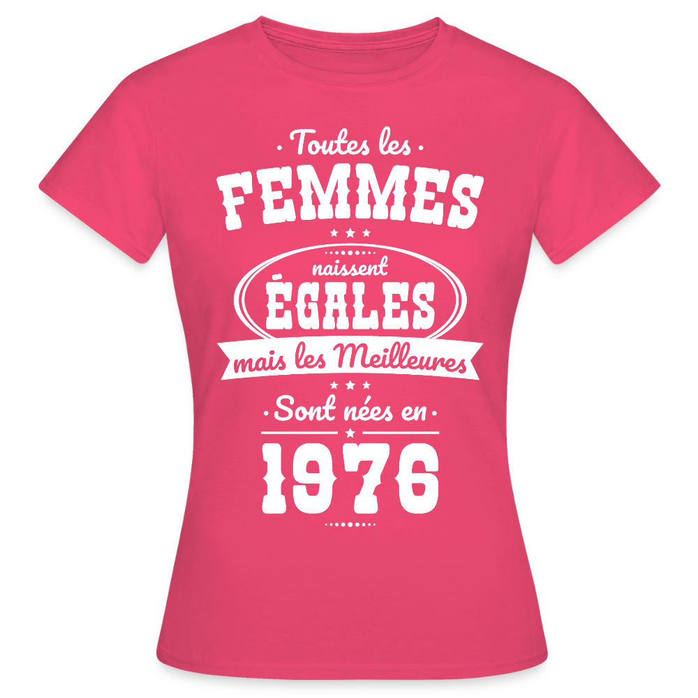 T-shirt anniversaire femme 50 ans – Les meilleures sont nées en 1976 - rose azalée