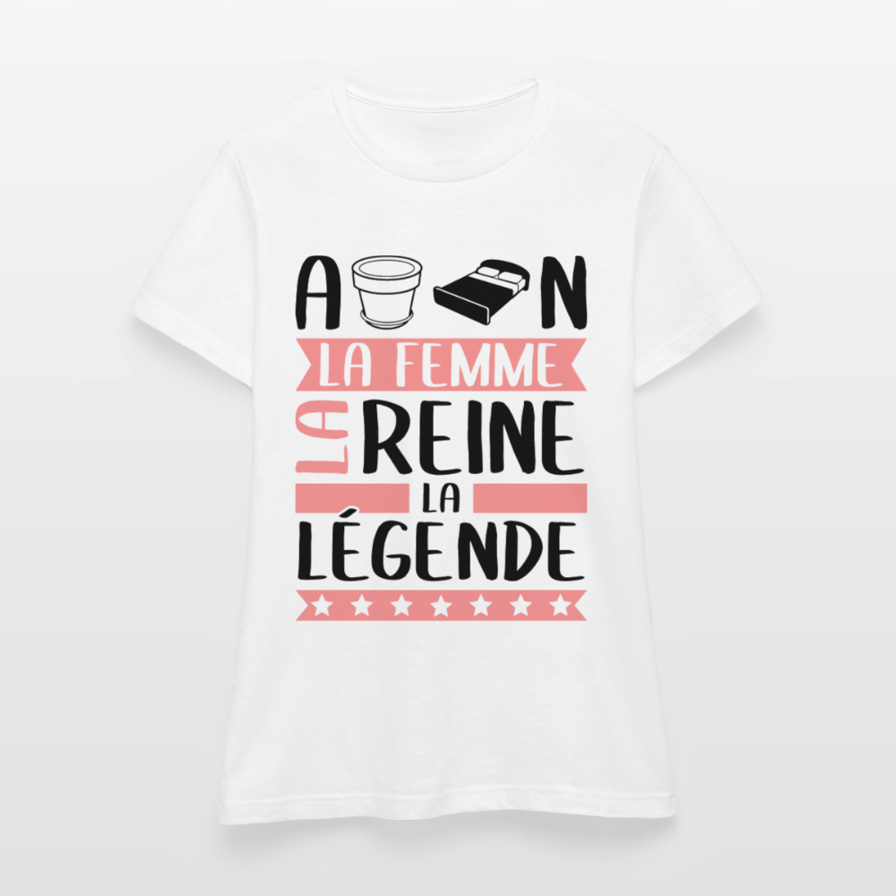 T-shirt femme coloris clair Apolline rébus – La femme, la reine, la légende - blanc