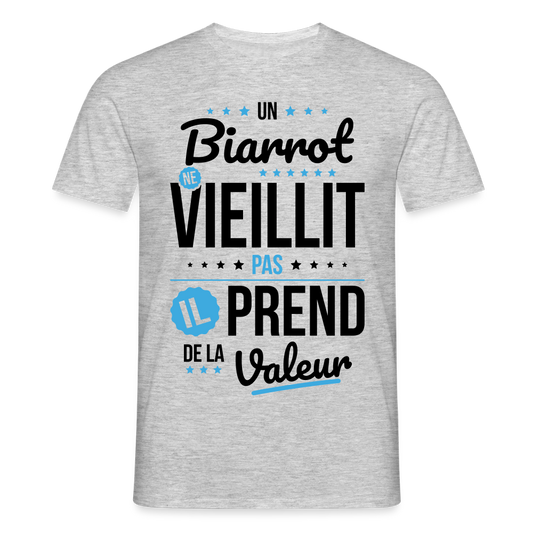 T-shirt Homme - Un Biarrot ne vieillit pas - gris chiné