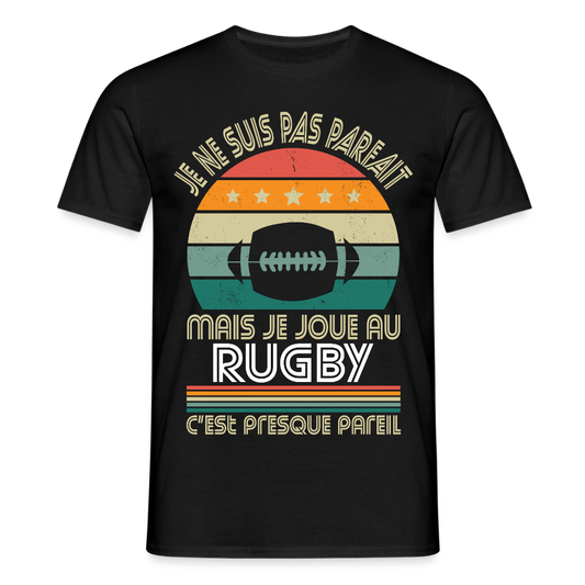 T-shirt Homme - Je ne suis pas parfait mais je joue au Rugby - noir
