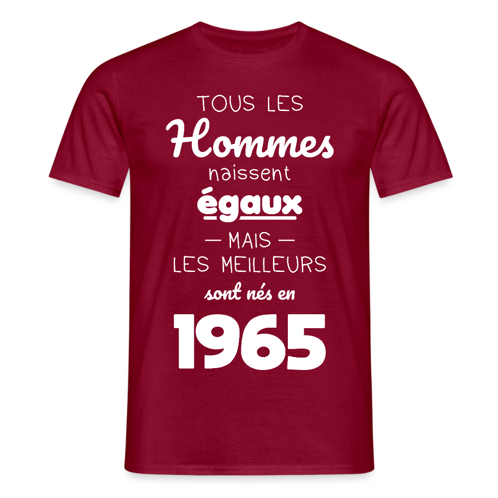 T-shirt Homme - Anniversaire 60 Ans - Les meilleurs sont nés en 1965 - rouge brique