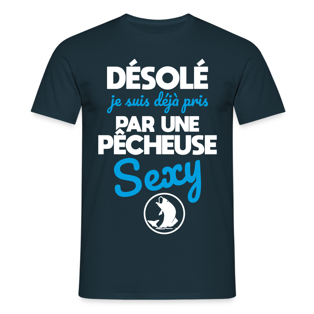T-shirt Homme - Je suis pris par une pêcheuse sexy - marine