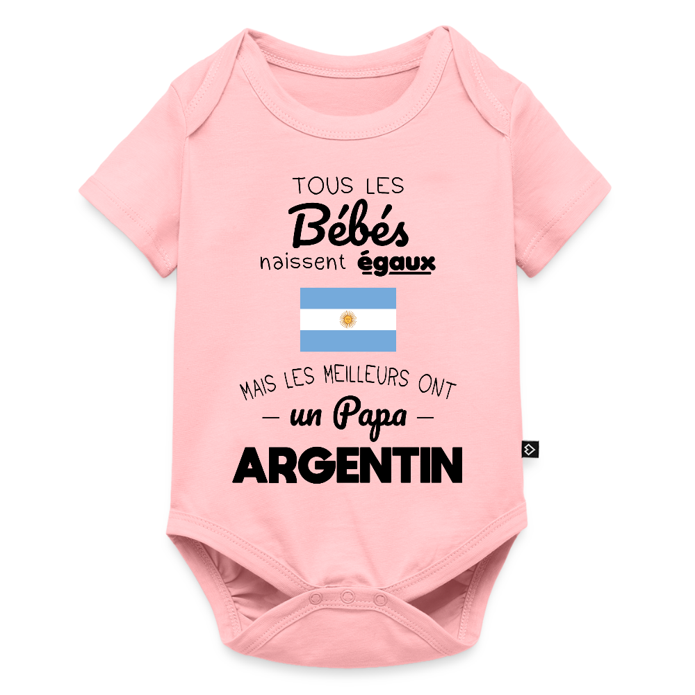 Body Bébé bio manches courtes - Les Meilleurs Ont Un Papa Argentin - rose
