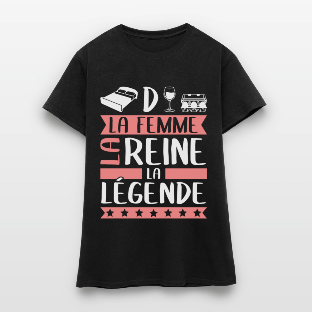 T-shirt femme Lidwine rébus – La femme, la reine, la légende - noir