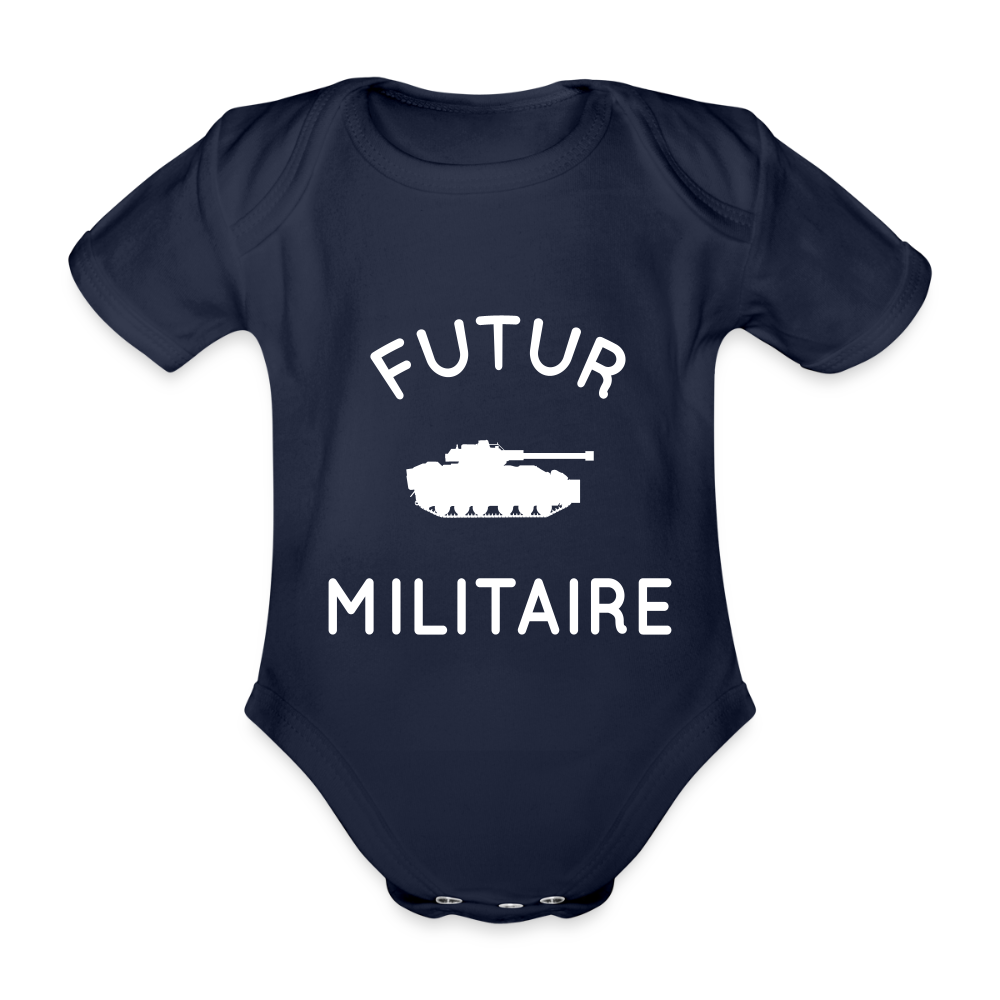Body Bébé bio manches courtes - Futur militaire - marine foncé