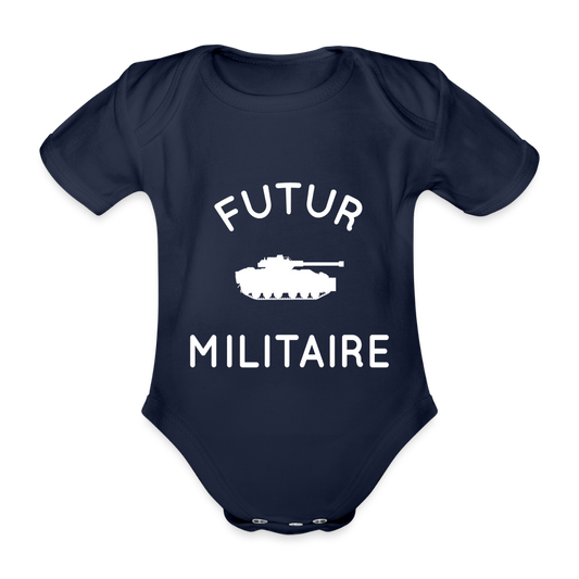 Body Bébé bio manches courtes - Futur militaire - marine foncé