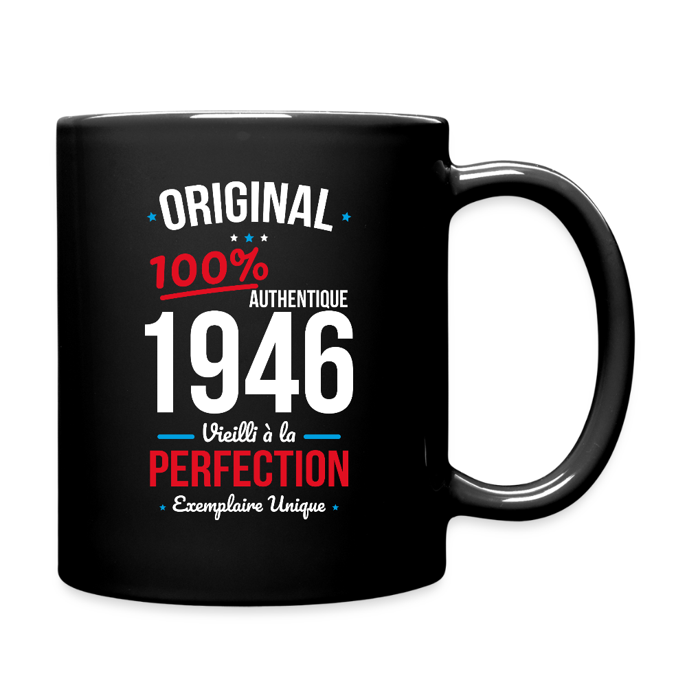 Mug uni anniversaire 80 ans Homme – Original 1946 Authentique - noir