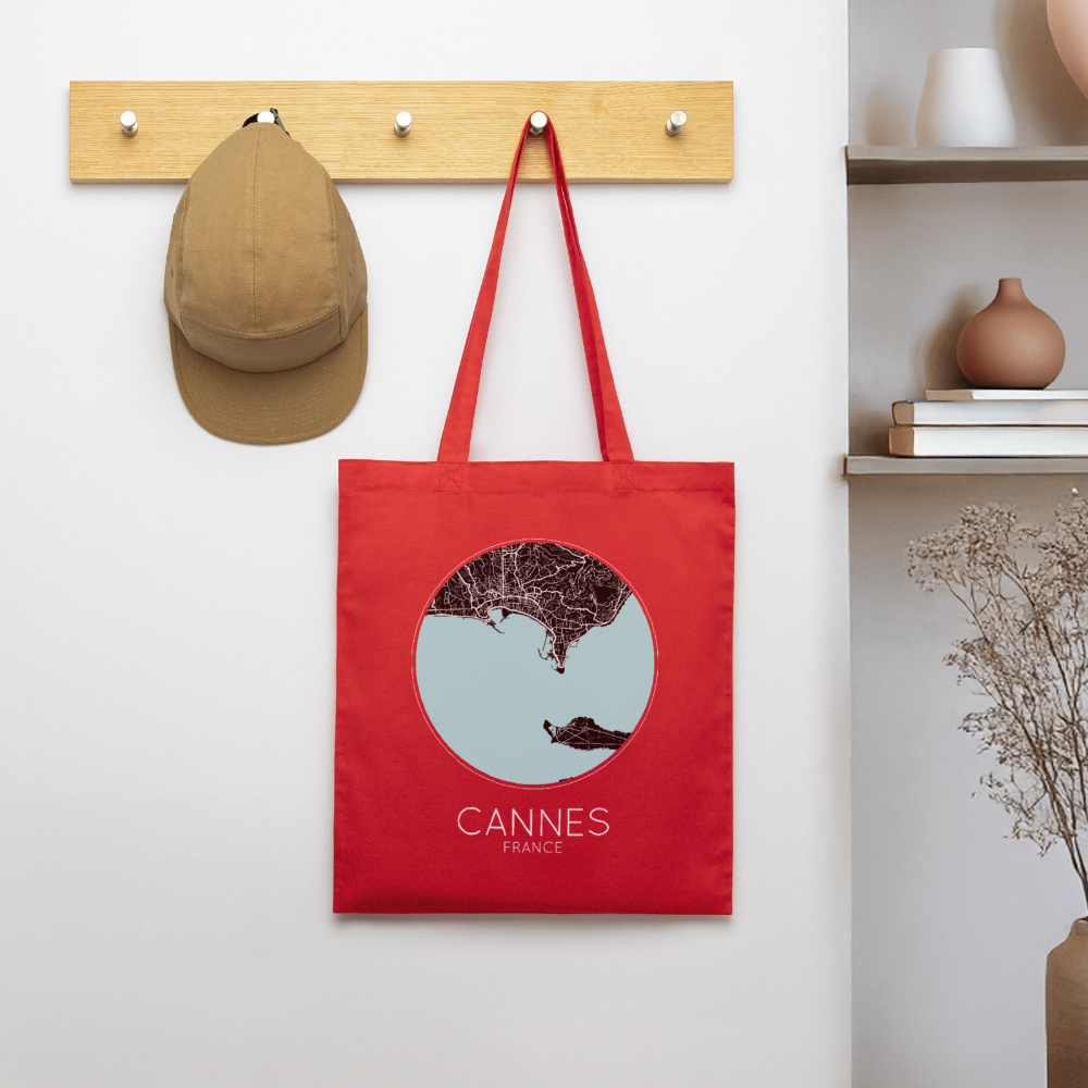Tote Bag Cannes Bio – Plan de Cannes - rouge