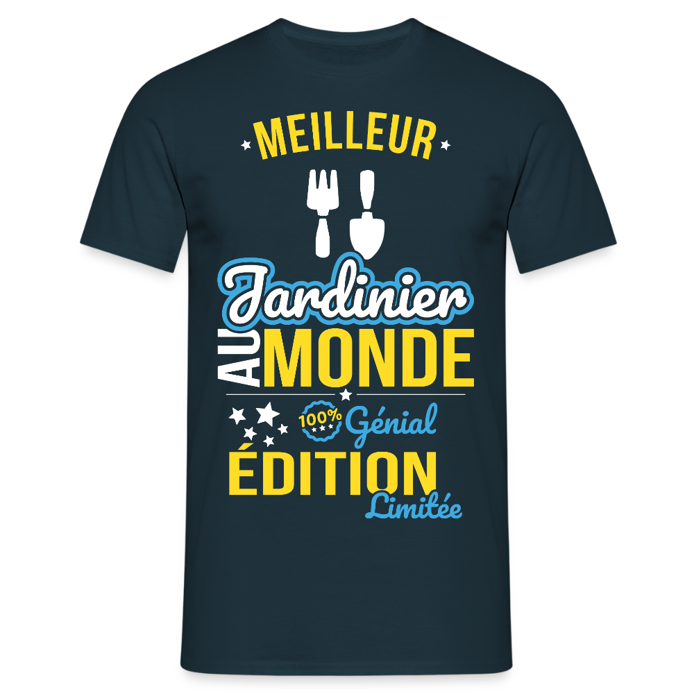 T-shirt Homme - Meilleur Jardinier au monde - 100% génial - marine