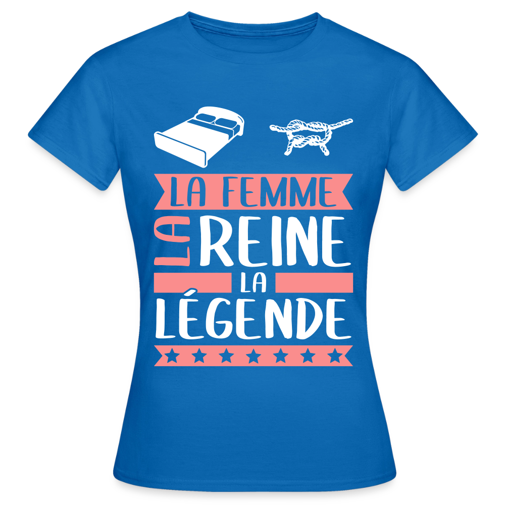 T-shirt femme Line rébus – La femme, la reine, la légende - bleu royal