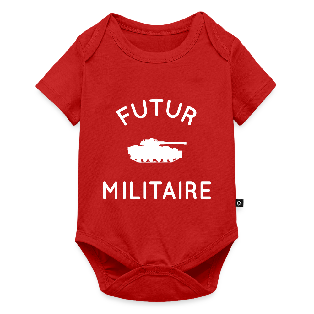Body Bébé bio manches courtes - Futur militaire - rouge