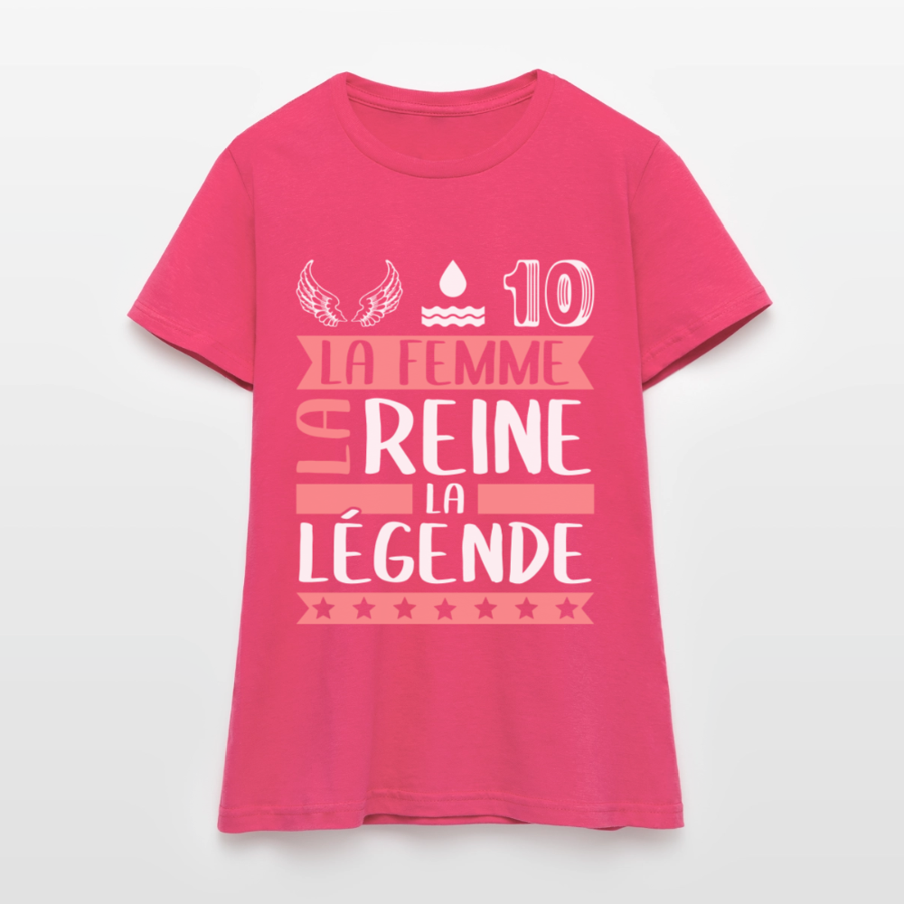 T-shirt femme Elodie rébus – La femme, la reine, la légende - rose azalée