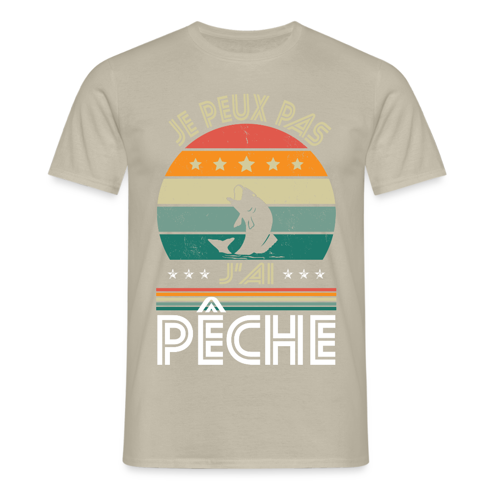 T-shirt Homme - Je peux pas j'ai Pêche - beige sable