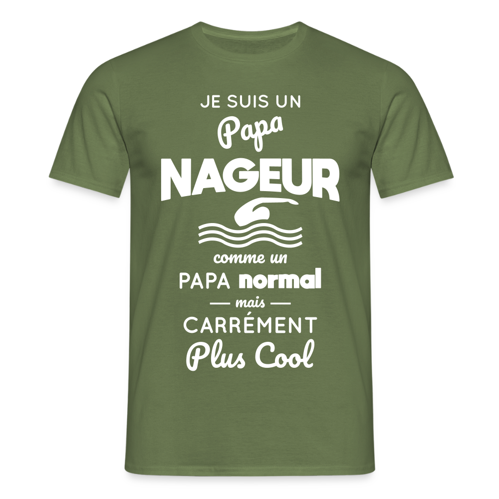 T-shirt Homme - Papa nageur plus cool - vert militaire