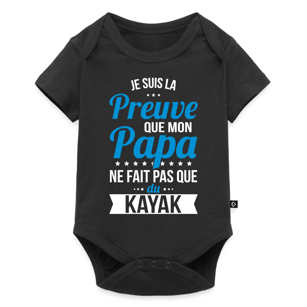 Body Bébé bio manches courtes - Mon Papa Ne Fait Pas Que Du Kayak - noir