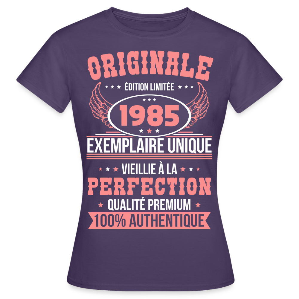 T-shirt Femme - Anniversaire 40 Ans - Originale 1985 - violet foncé
