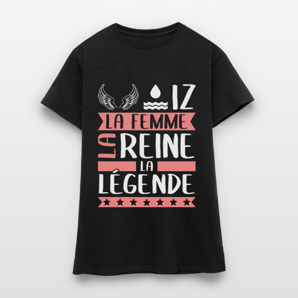 T-shirt femme Héloïse rébus – La femme, la reine, la légende - noir