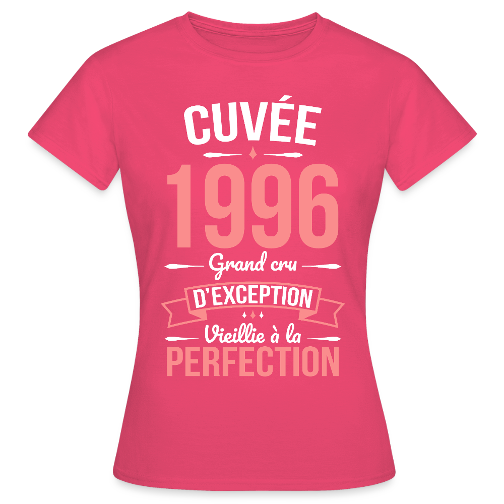 T-shirt anniversaire femme 30 ans – Cuvée 1996, Grand cru d’exception - rose azalée