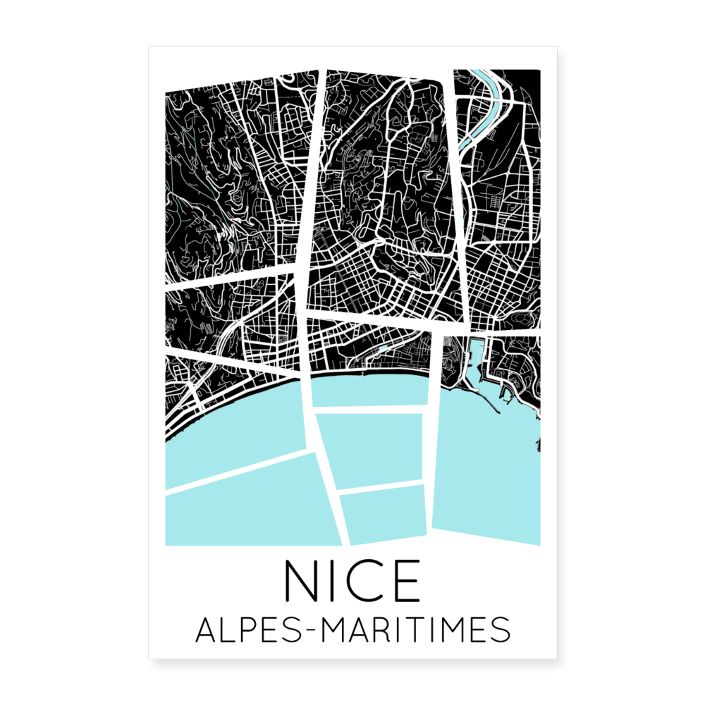 Poster Nice - Plan Nice - 60 x 90 cm - blanc