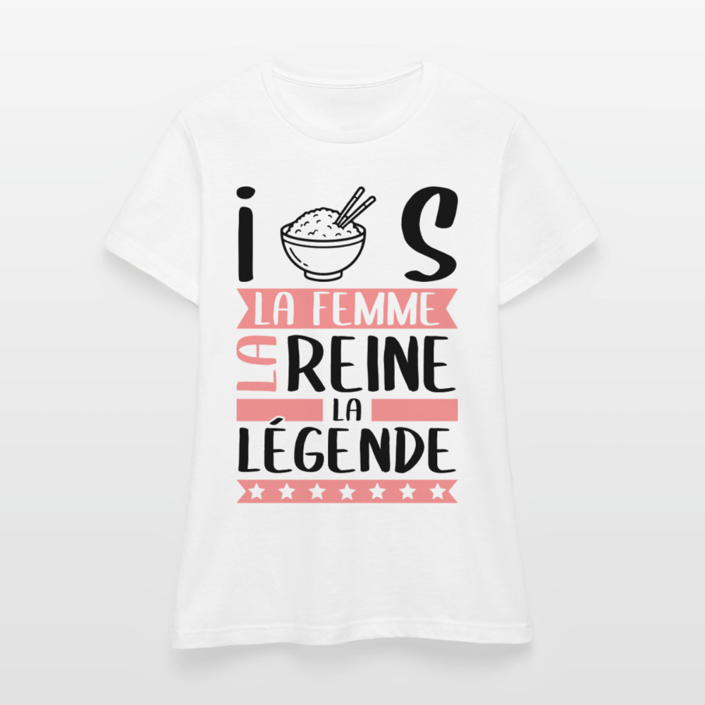 T-shirt femme coloris clair Iris rébus – La femme, la reine, la légende - blanc