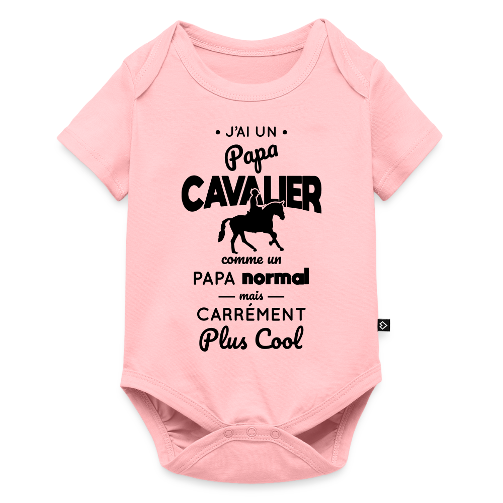 Body Bébé bio manches courtes - J'ai un papa cavalier - rose