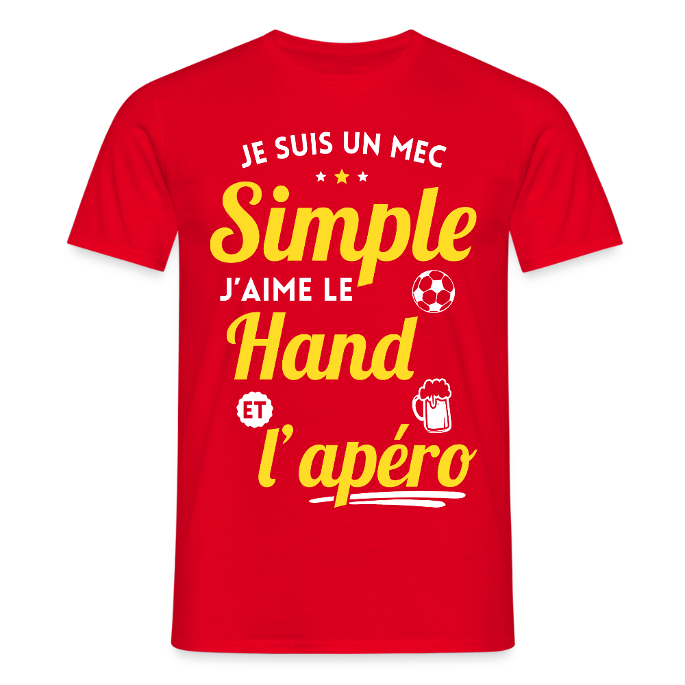 T-shirt Homme - J'aime le hand et l'apéro - rouge