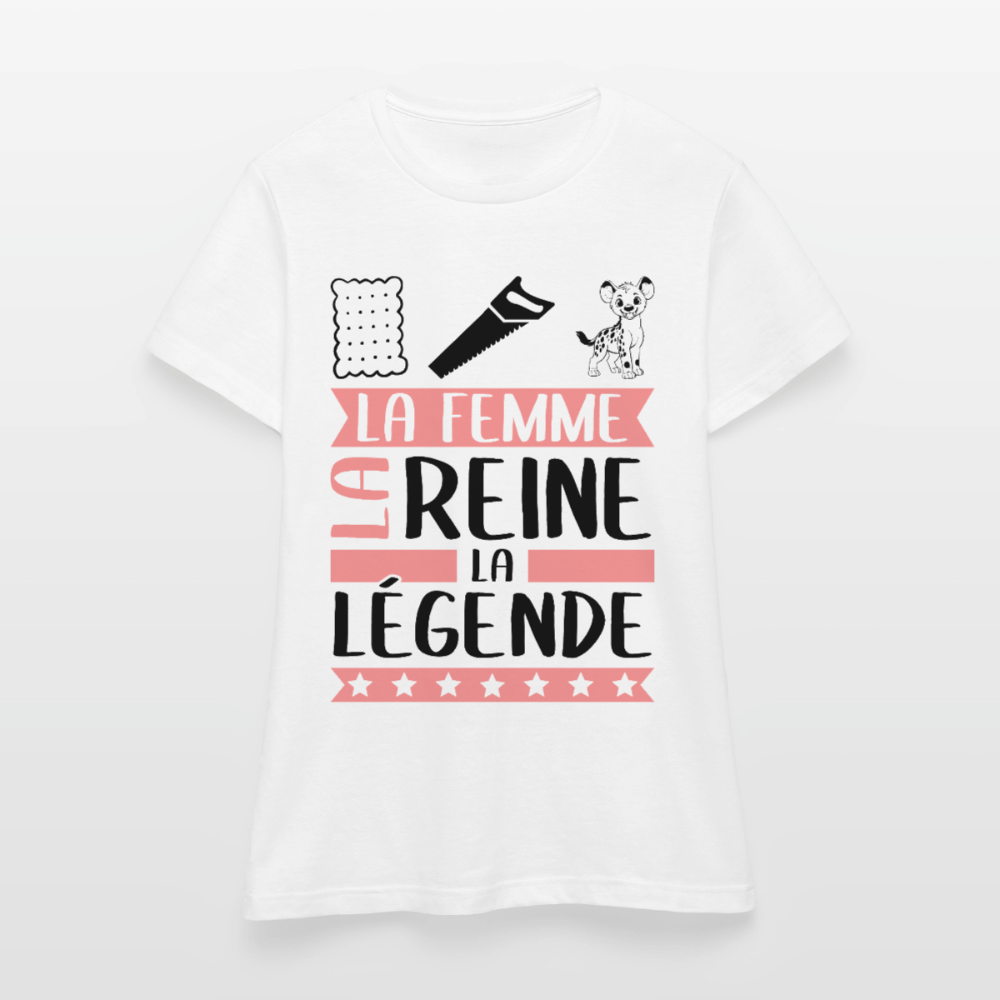 T-shirt femme coloris lair Lucienne rébus – La Femme, la reine, la légende - blanc