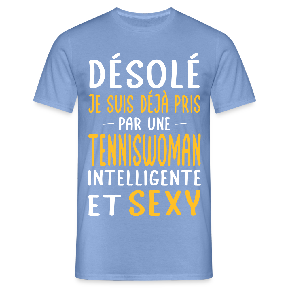 T-shirt Homme - Je suis pris par une tenniswoman intelligente et sexy - carolina blue