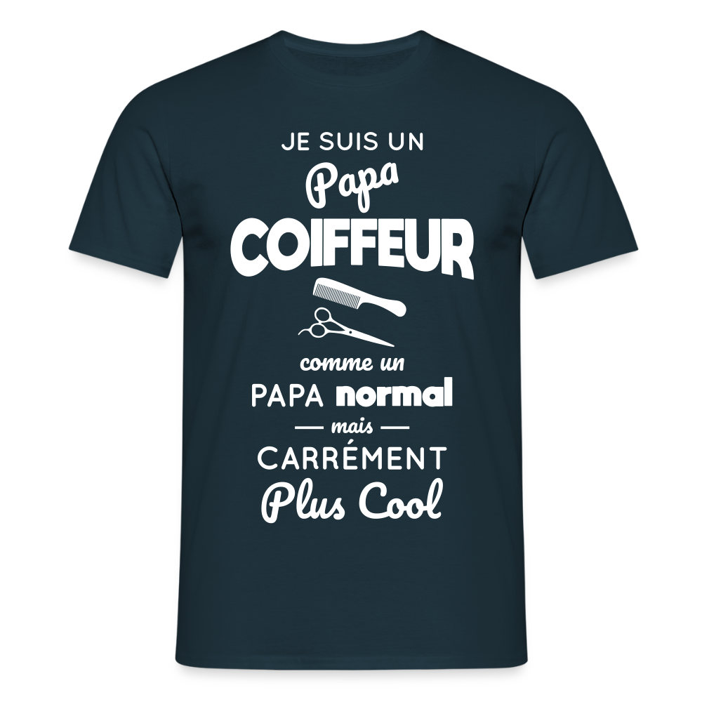 T-shirt Homme - Papa coiffeur plus cool - marine