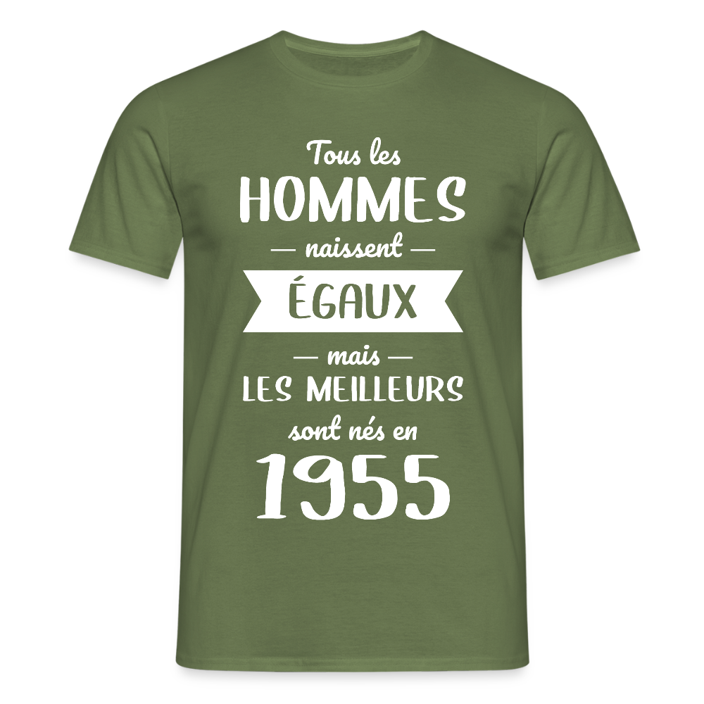 T-shirt Homme - Anniversaire 70 Ans - Les meilleurs sont nés en 1955 - vert militaire