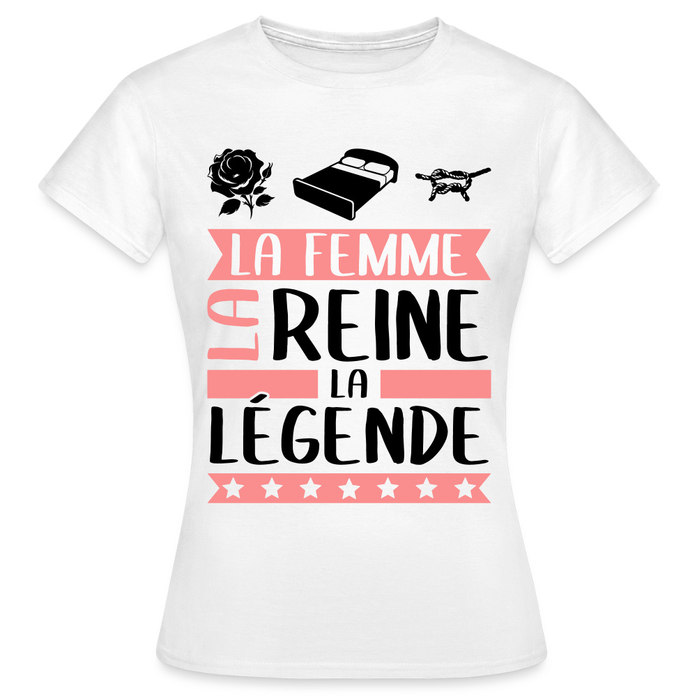 T-shirt femme coloris clair Roseline rébus – La femme, la reine, la légende - blanc