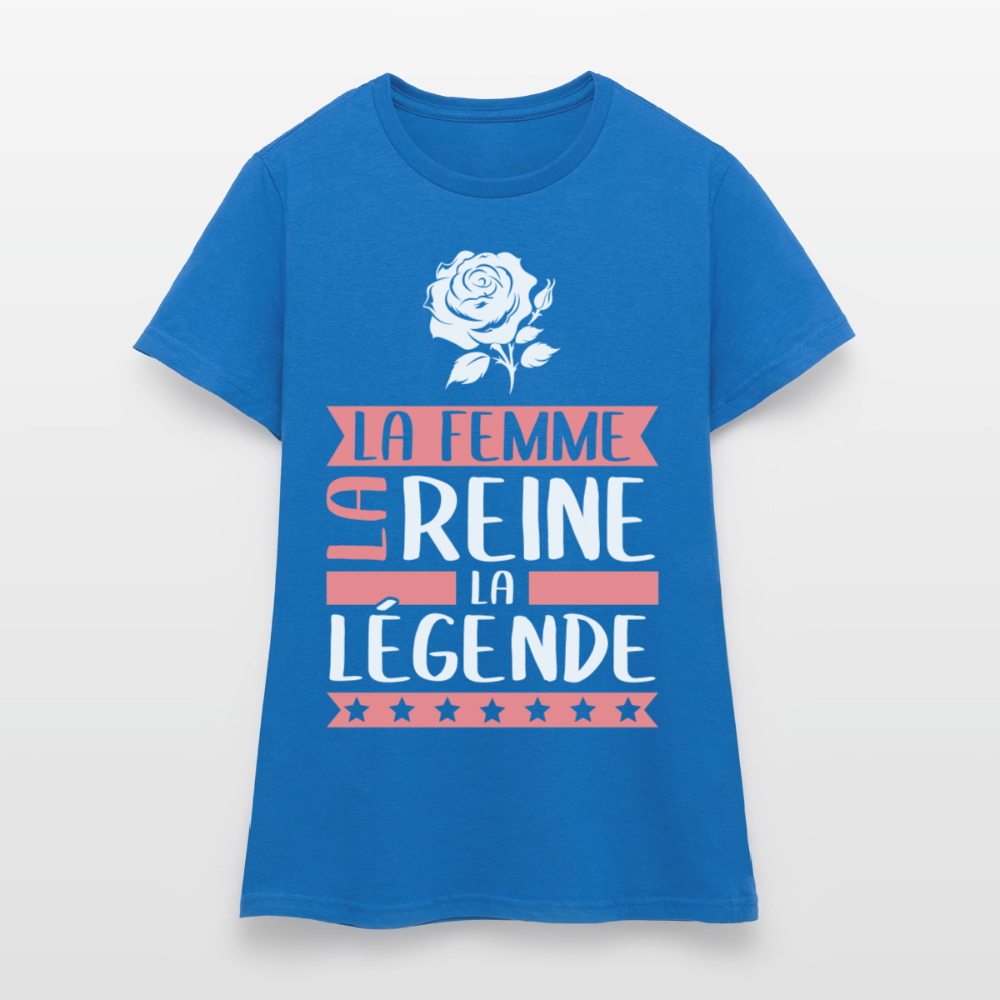 T-shirt femme Rose rébus – La femme, la reine, la légende - bleu royal