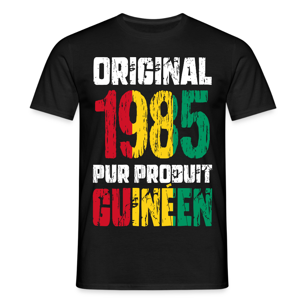 T-shirt Homme - Anniversaire 40 Ans - Original 1985 - Pur produit Guinéen - noir