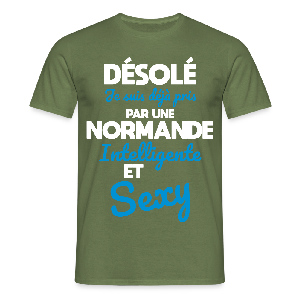 T-shirt Homme -  Je suis déjà pris par une Normande intelligente et sexy - vert militaire