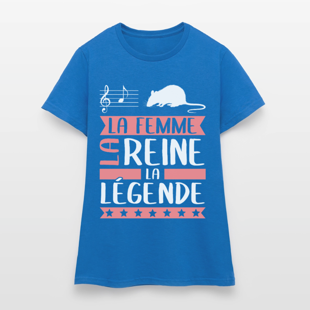 T-shirt femme Lara rébus – La femme, la reine, la légende - bleu royal