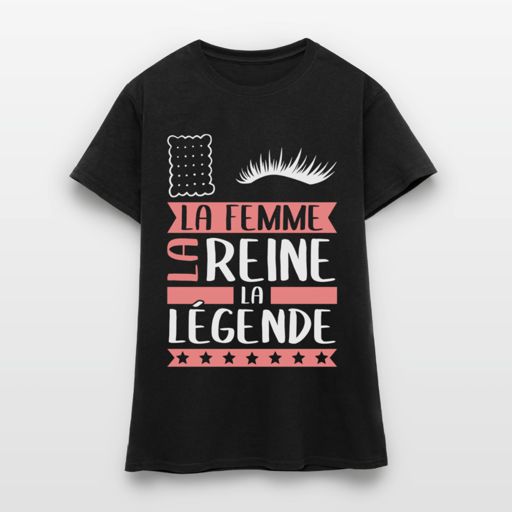 T-shirt femme Lucile rébus – La femme, la reine, la légende - noir