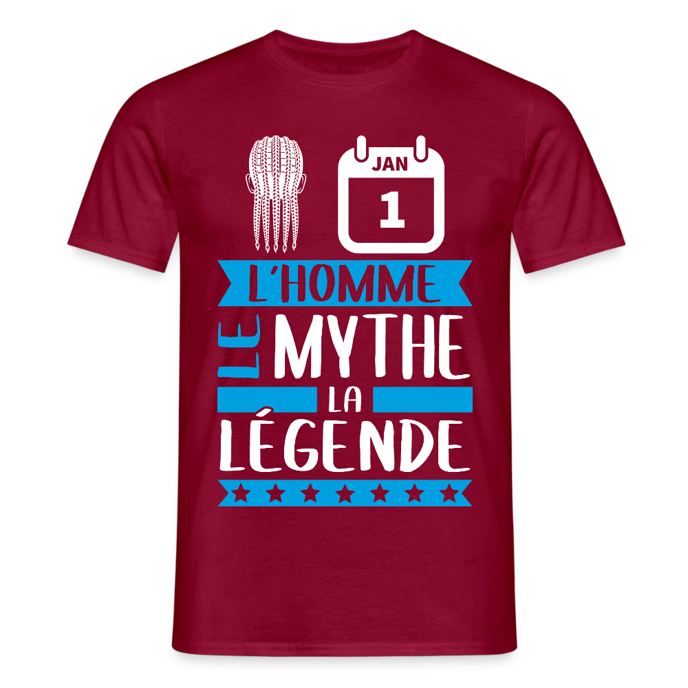 T-shirt homme Nathan rébus – L’homme, le mythe, la légende - rouge brique