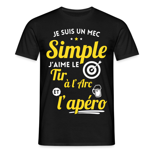 T-shirt Homme - J'aime le tir à l'arc et l'apéro - noir