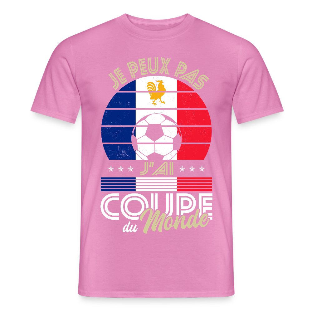 T-shirt Homme - Je peux pas j'ai Coupe du Monde - France - rose