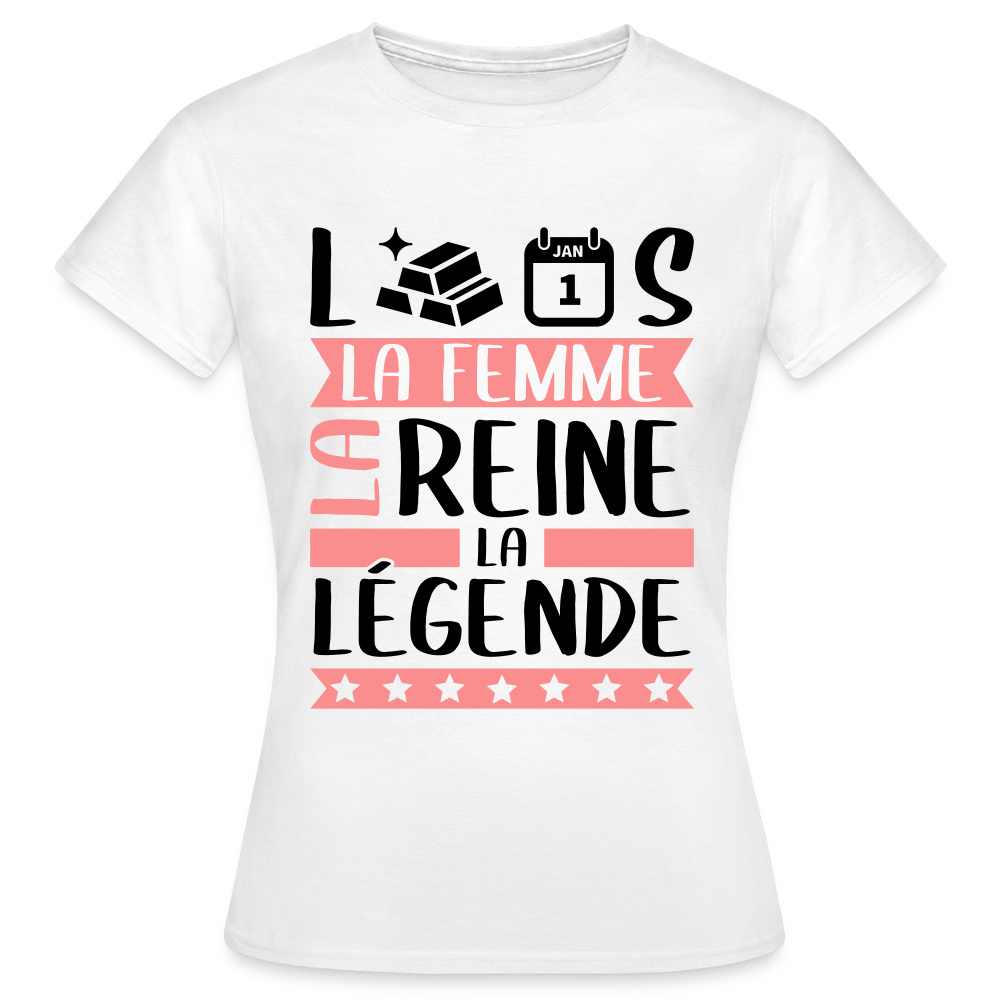 T-shirt femme coloris clair Laurence rébus – La femme, la reine, la légende - blanc