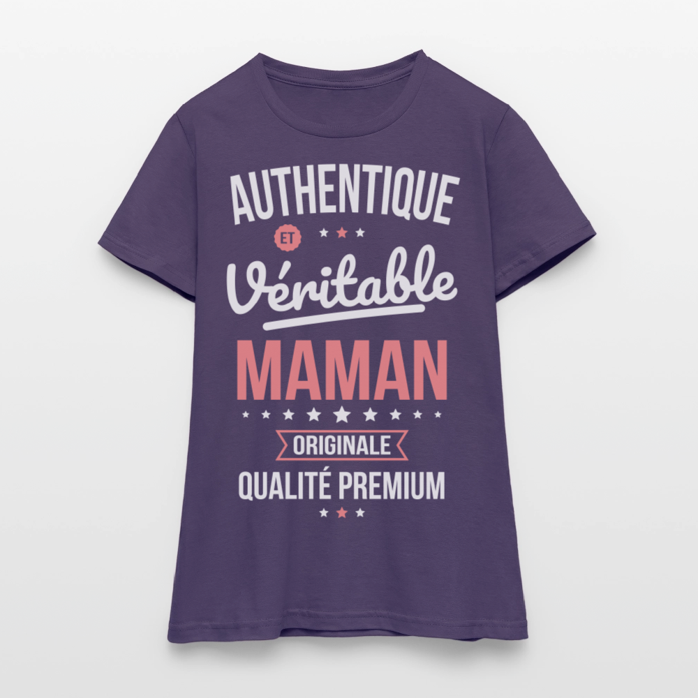 T-shirt Femme - Authentique et véritable Maman - violet foncé