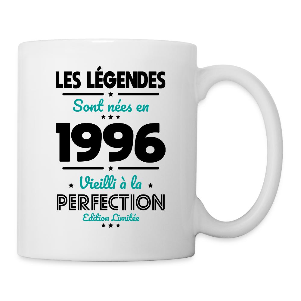 Mug anniversaire blanc homme 30 ans – Les légendes sont nées en 1996 - blanc