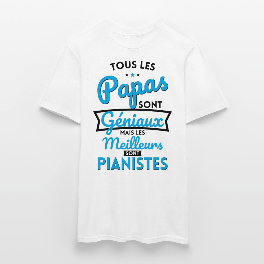 T-shirt Homme - Papas géniaux - Les meilleurs sont pianistes - blanc