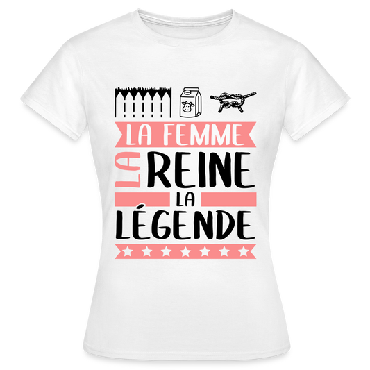T-shirt femme coloris clair Hélène rébus – La femme, la reine, la légende - blanc