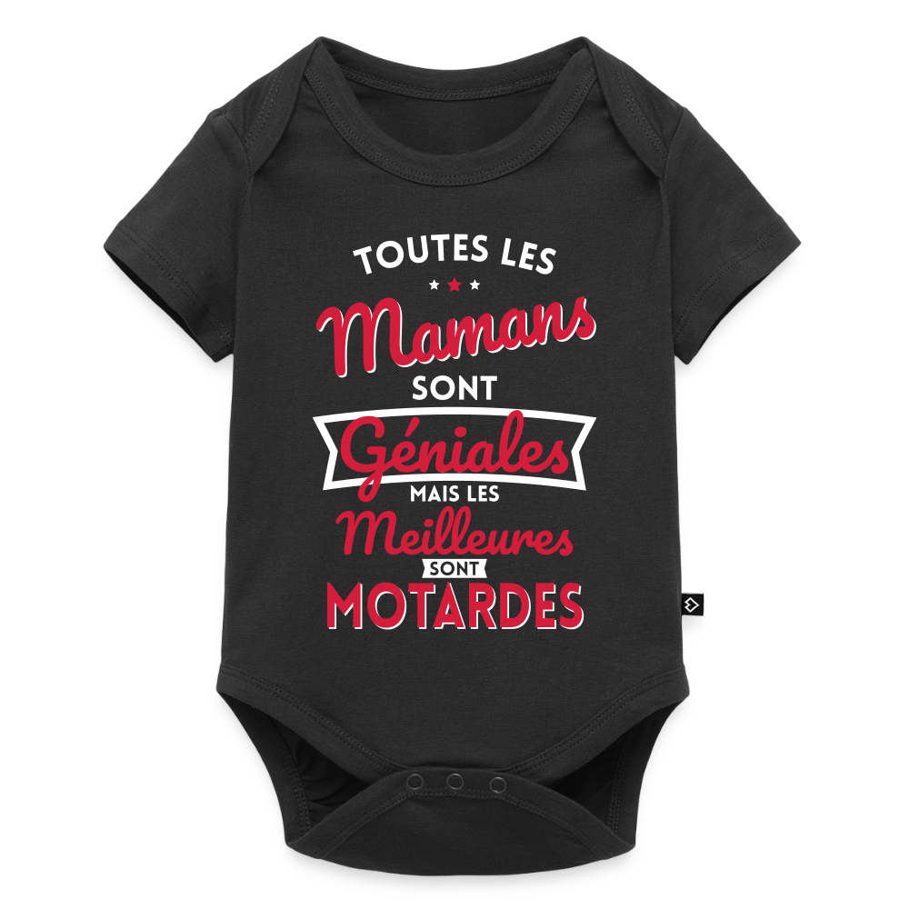 Body Bébé bio manches courtes - Mamans géniales - Les meilleures sont motardes - noir