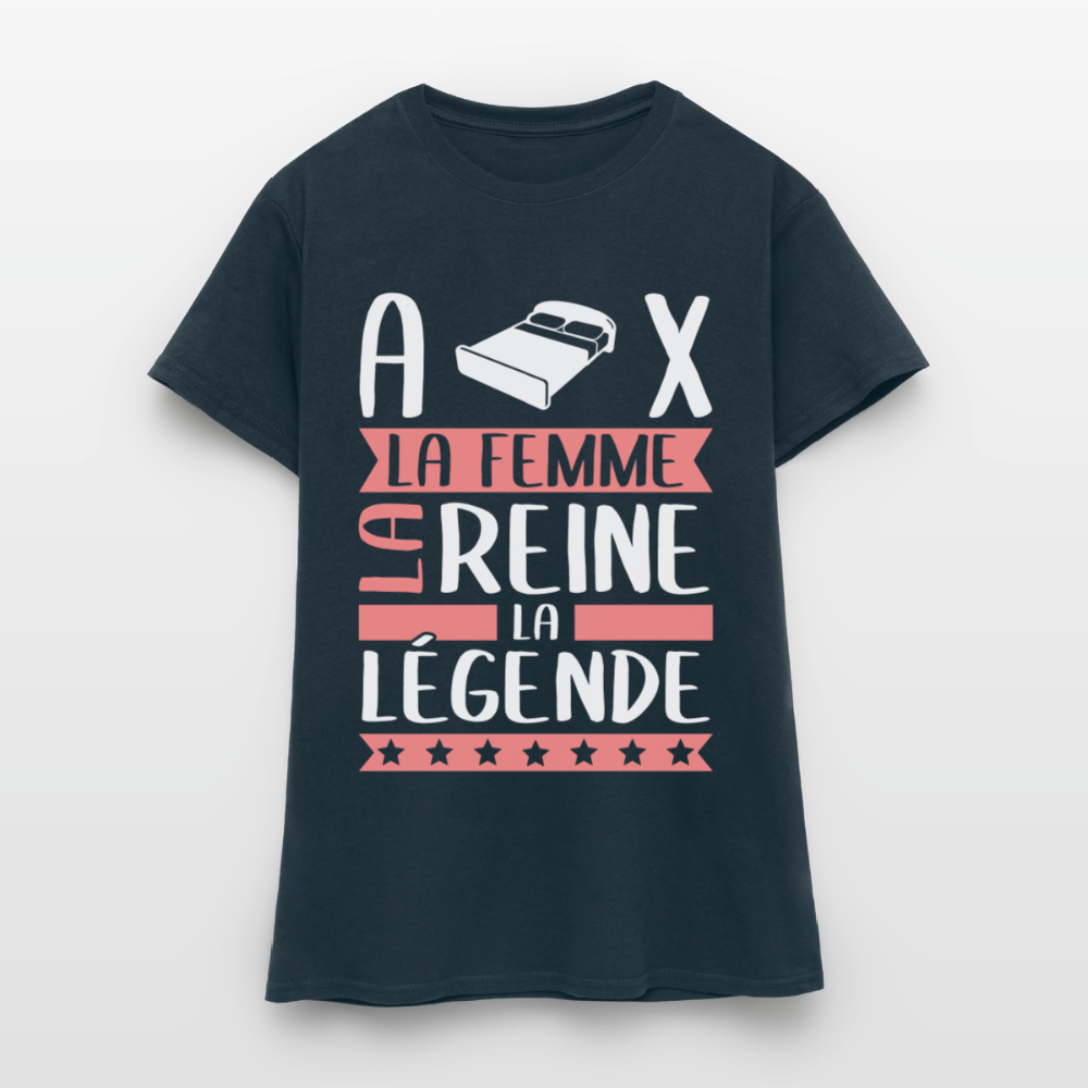 T-shirt femme Alix rébus – La femme, la reine, la légende - marine