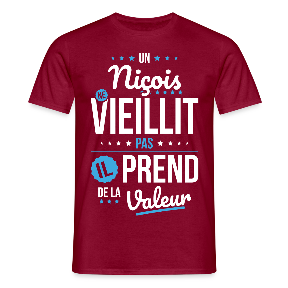 T-shirt Homme - Un Niçois ne vieillit pas - rouge brique