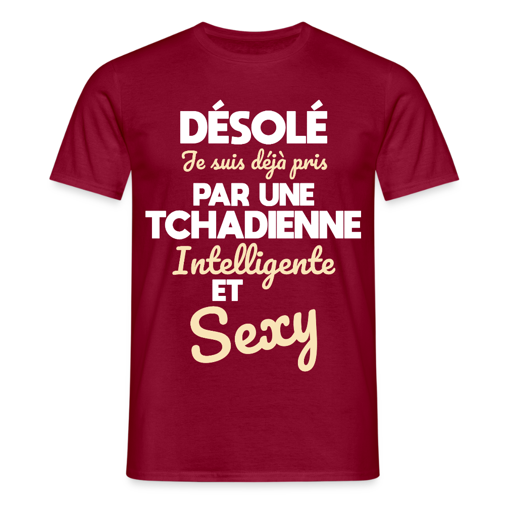T-shirt Homme -  Je suis déjà pris par une Tchadienne intelligente et sexy - rouge brique